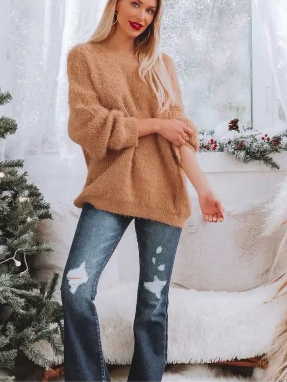 VICI Belfair Fuzzy Knit Sweater Light Mocha - Picture 6 of 6